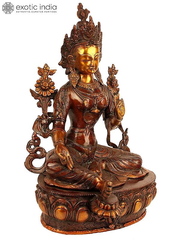 19" Female Buddhist Deity Tara Brass Statue | Handmade | Made In India