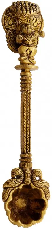 Shri Krishna Ritual Spoon with Peacock Pair