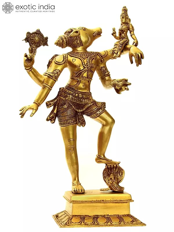 17" Varaha : Vishnu’s Boar Incarnation and Bhudevi In Brass