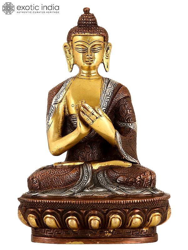 7" Lord Buddha Preaching His Dharma In Brass | Handmade | Made In India