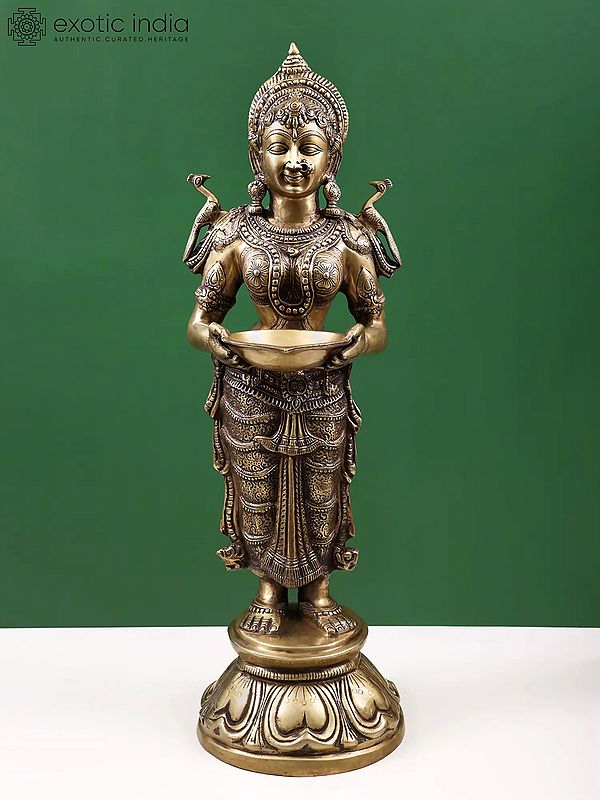 30" Goddess Deeplakshmi Brass Figurines | Spiritual Housewarming Gift