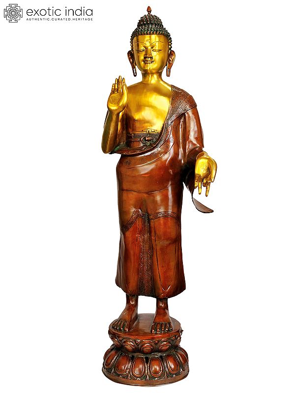 33" Large Size Buddha Brass Sculpture | Handmade | Made In India