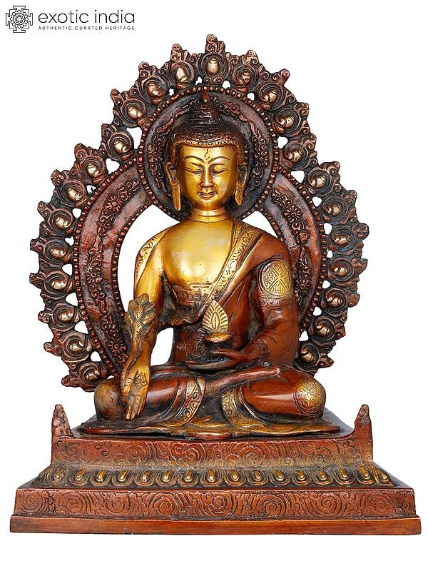 11" Tibetan Buddhist God Medicine Buddha in Brass | Handmade Brass Sculpture