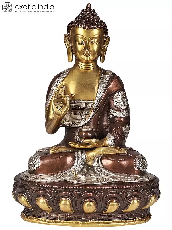 12" Lord Buddha Brass Idol in Vitarka Mudra | Handmade Buddhist Sculptures