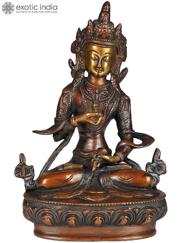 8" (Tibetan Buddhist Deity) Vajrasattva In Brass | Handmade | Made In India