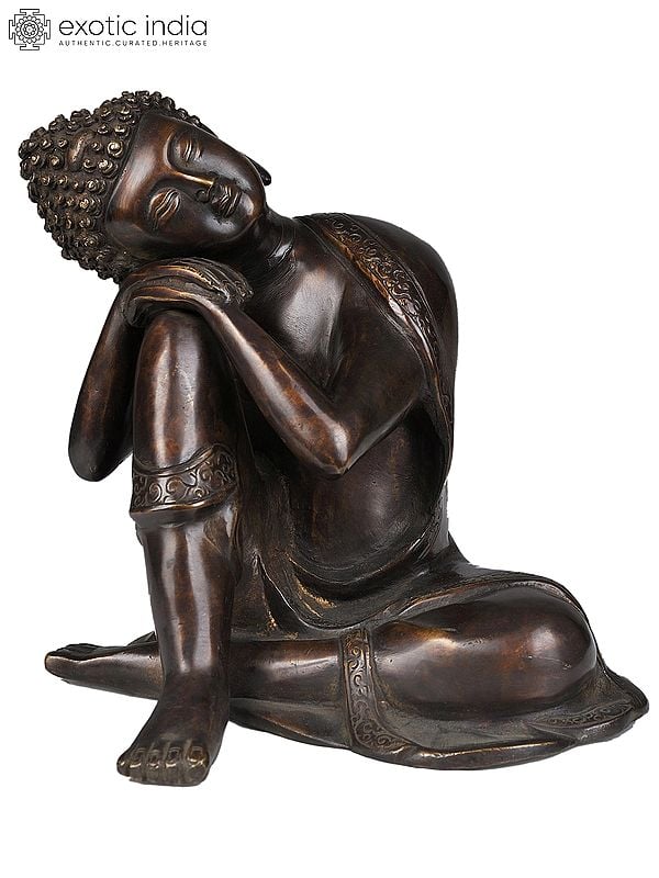 8" Thinking Buddha In Brass | Handmade | Made In India