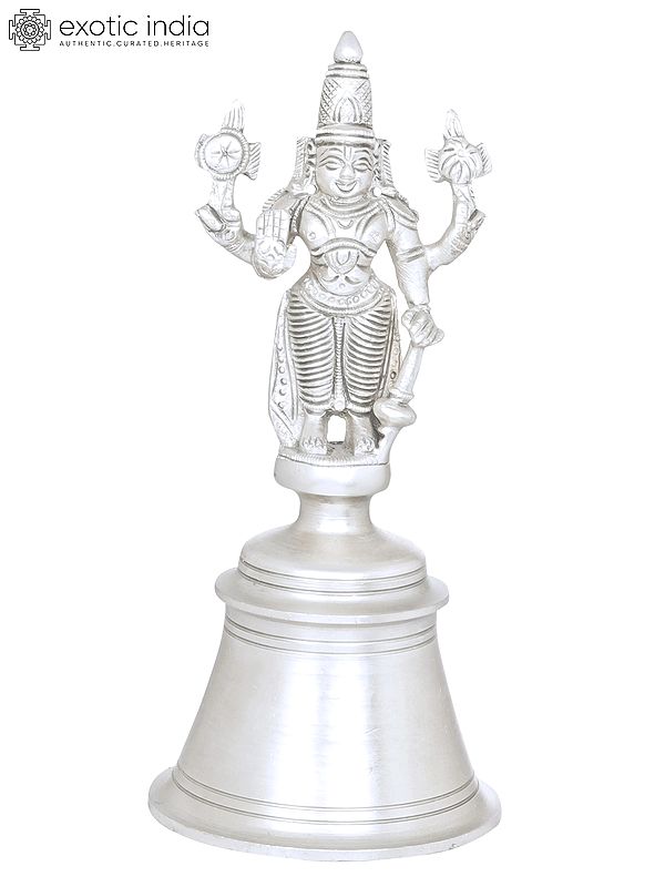 6" Lord Vishnu Handheld Bell in Brass | Handmade | Made in India