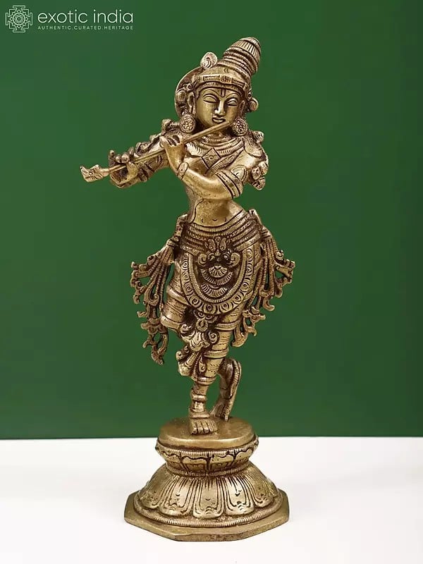 9" Brass Bhagawan Krishna Sculpture