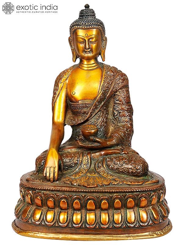 8" Lord Buddha in Bhumisparsha Mudra In Brass | Handmade | Made In India