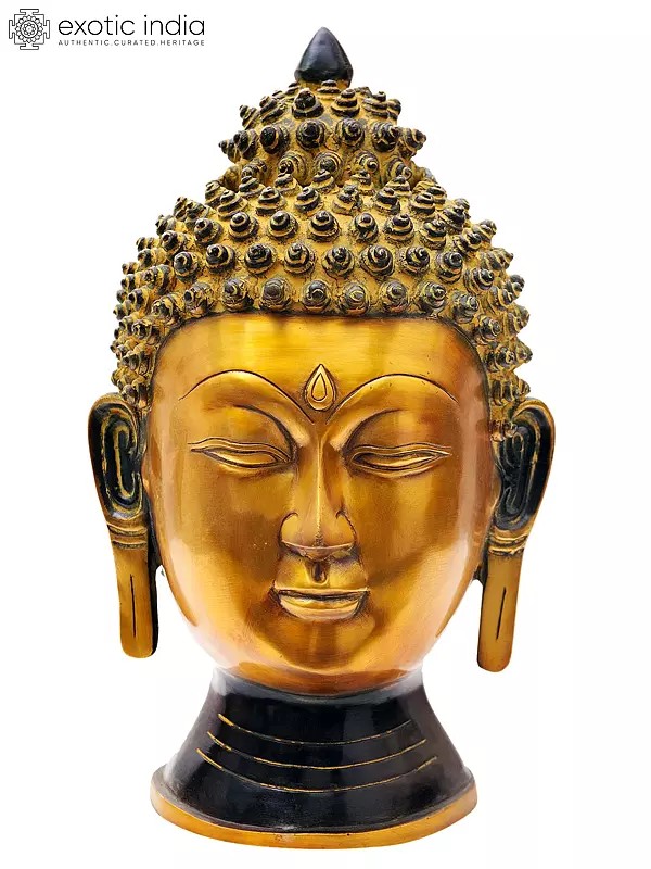 15" Lord Buddha Head In Brass | Handmade | Made In India