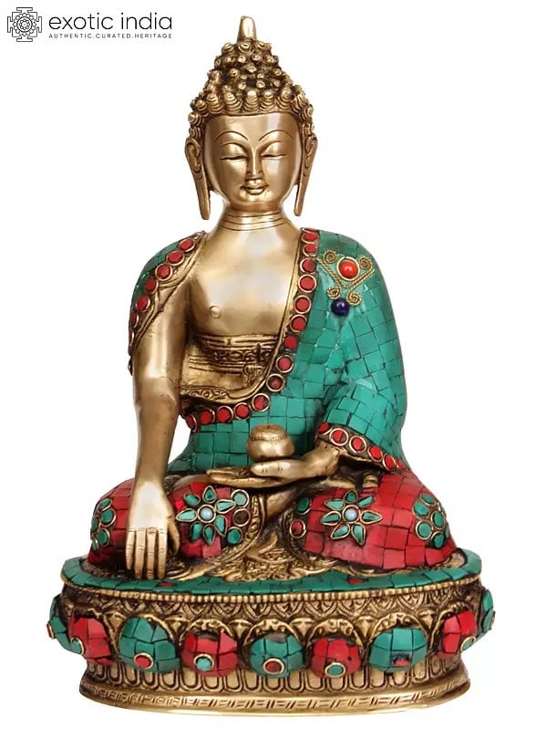 12" Lord Buddha in Bhumisparsha Mudra In Brass