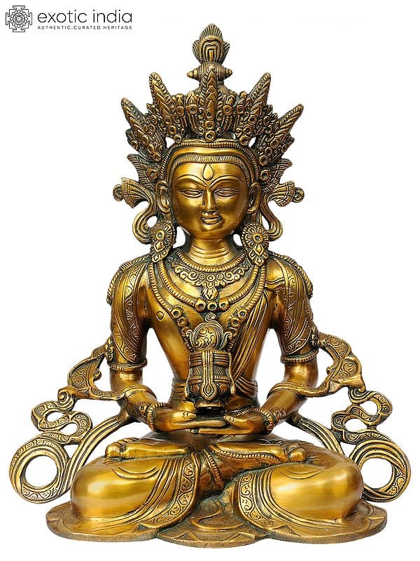 15" Tibetan Buddhist Deity Amitabh Buddha In Brass