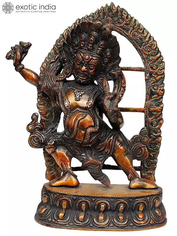 9" Tibetan Buddhist Deity Vajrapani with Agni Prabhavali In Brass | Handmade | Made In India
