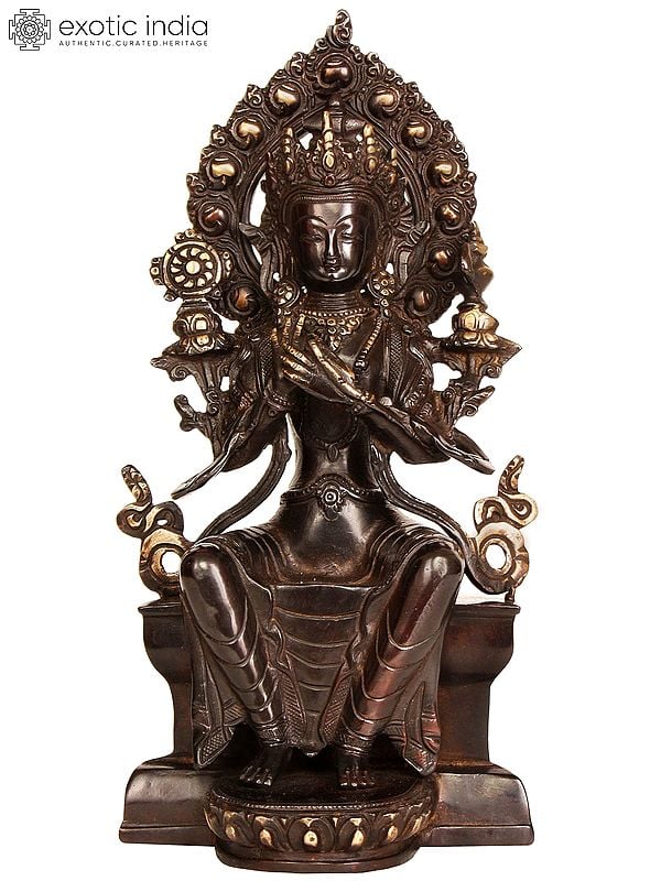 11" Tibetan Buddhist Deity The Future Buddha Maitreya In Brass | Handmade | Made In India