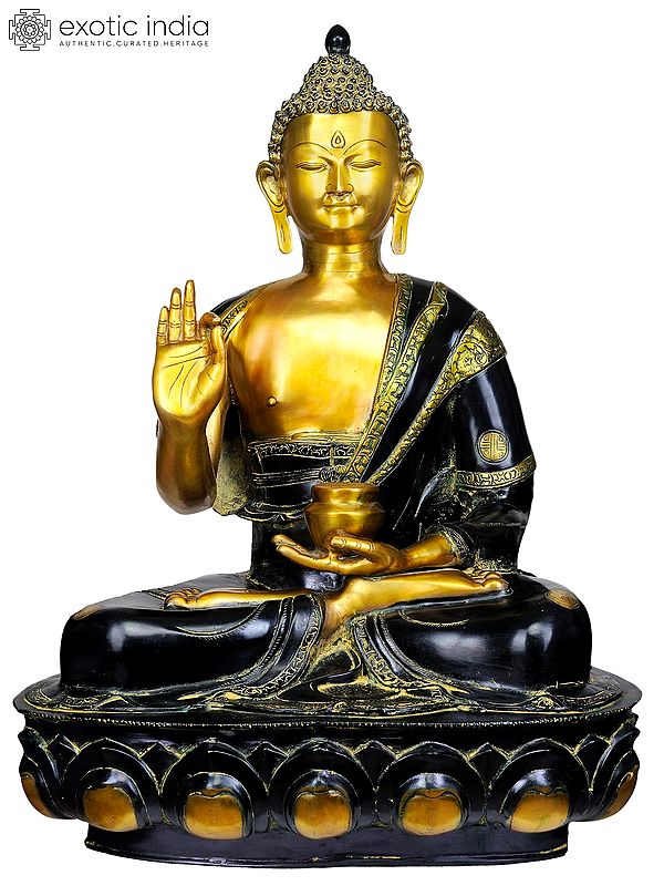 34" Large Size Shakyamuni Buddha Interpreting His Dharma In Brass | Handmade | Made In India