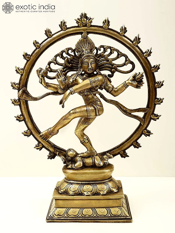 13" Nataraja Brass Sculpture | Handmade | Made in India