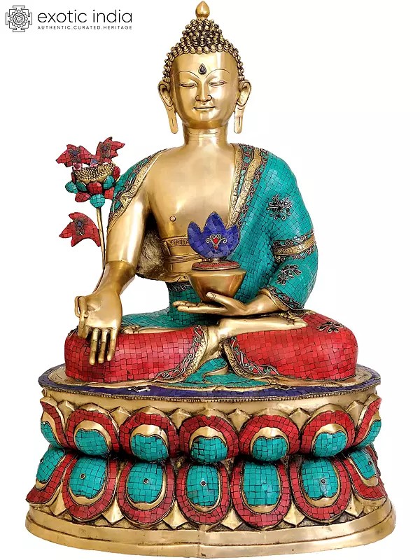 38" Large Size of Tibetan Buddhist God Medicine Buddha In Brass | Handmade | Made In India