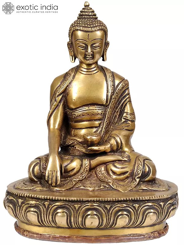 8" Lord Buddha in Mara Vijay Mudra In Brass | Handmade | Made In India