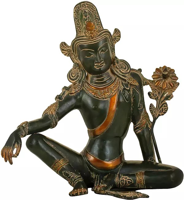 11" Tibetan Buddhist Deity Avalokiteshvara In Brass | Handmade | Made In India