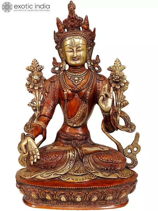 12" Tibetan Buddhist Goddess White Tara In Brass | Handmade | Made In India