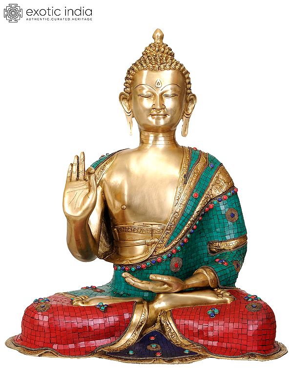 28" Large Size Lord Buddha In Brass | Handmade | Made In India