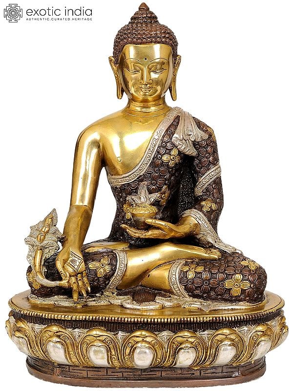 13" Buddhist God Medicine Buddha Brass Sculpture | Handmade | Made in India