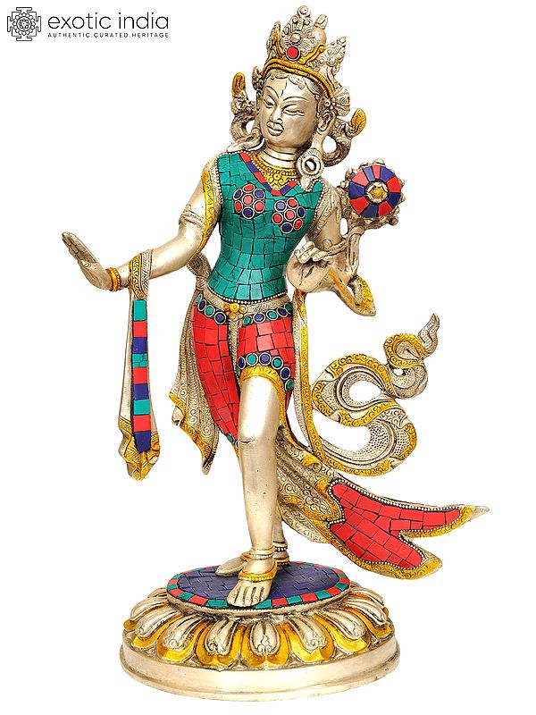 15" Standing Tara (Tibetan Buddhist Deity) In Brass | Handmade | Made In India