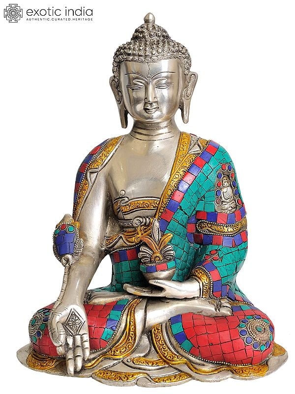 12" Tibetan Buddhist Deity- The Medicine Buddha (Bhaishajyaguru) In Brass | Handmade | Made In India