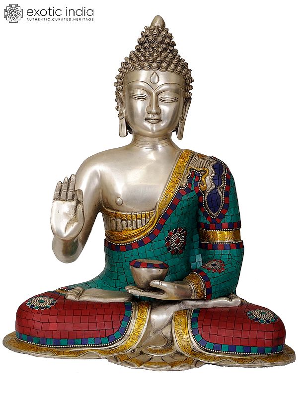 17" Shakyamuni Buddha Preaching His Dharma In Brass | Handmade | Made In India