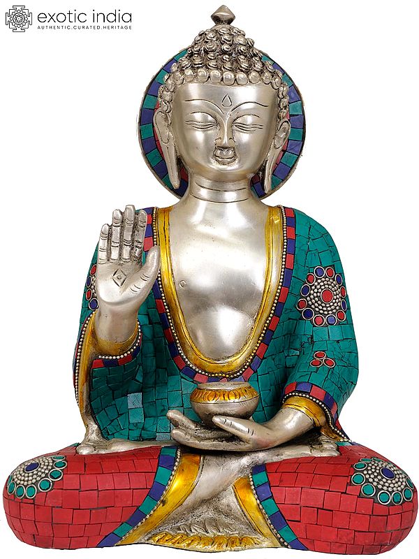 12" Gautama Buddha in Abhaya Mudra (Gesture of Fearlessness) In Brass | Handmade | Made In India