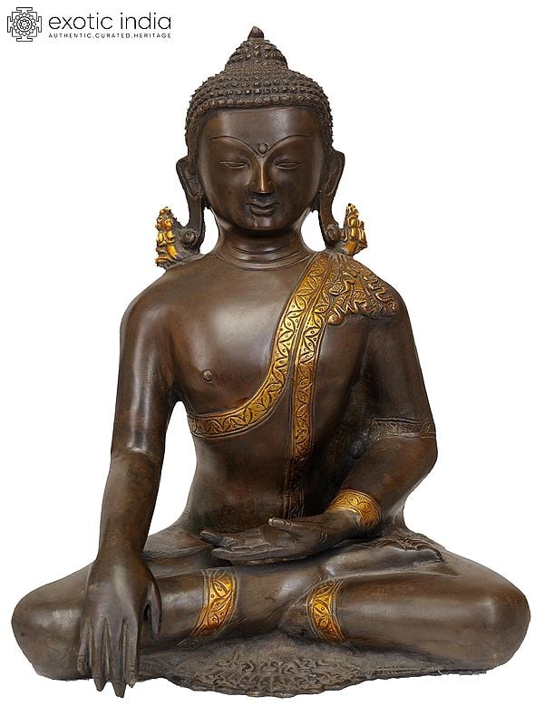 12" The Buddha in Bhumisparsha Mudra In Brass | Handmade | Made In India