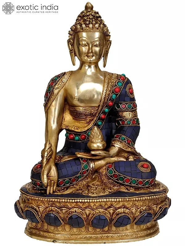 13" Tibetan Buddhist Deity Medicine Buddha In Brass | Handmade | Made In India