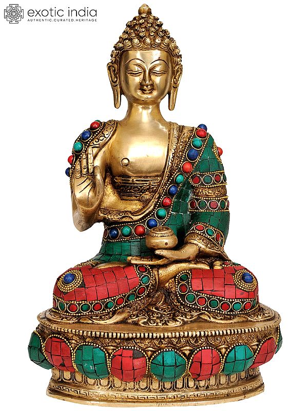 11" Blessing Buddha In Brass | Handmade | Made In India