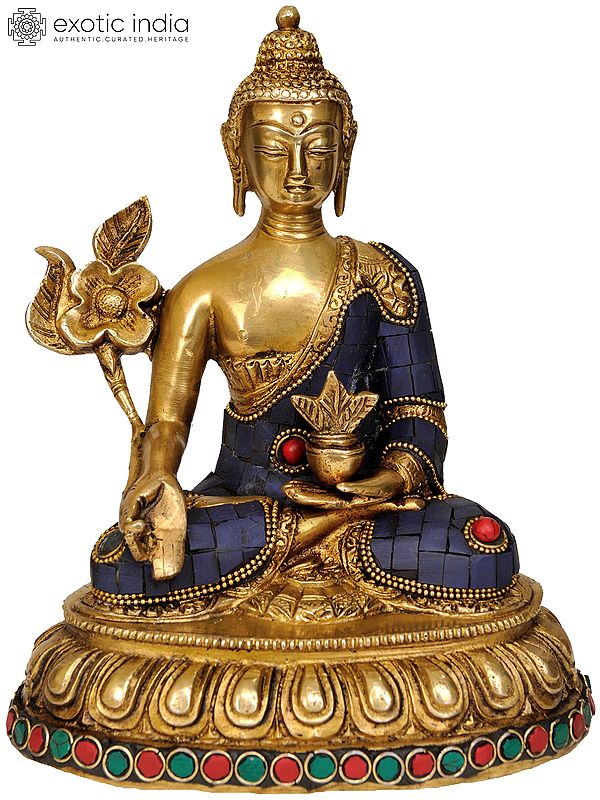 8" Tibetan Buddhist Deity Medicine Buddha In Brass | Handmade | Made In India