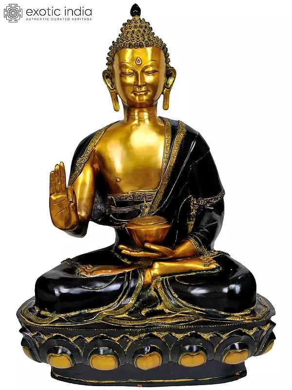 36" Large Size Blessing Buddha In Brass | Handmade | Made In India