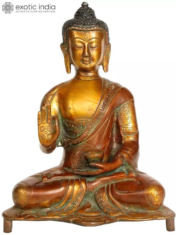 8" Blessing Buddha In Brass | Handmade | Made In India