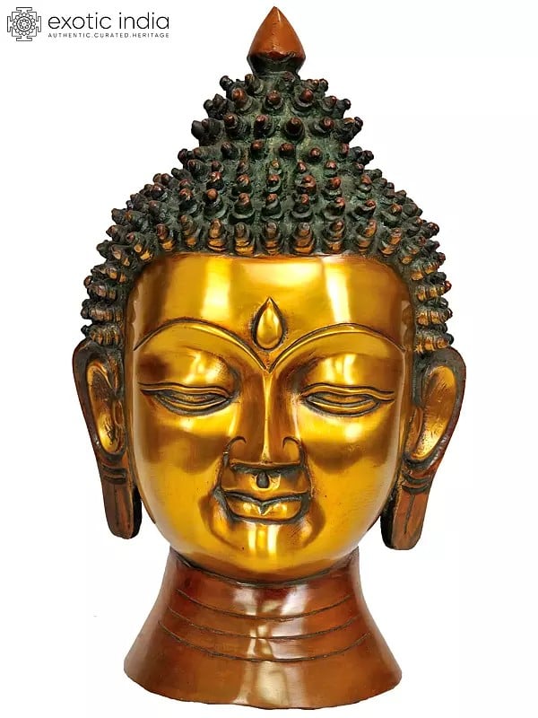 12" Lord Buddha Head In Brass | Handmade | Made In India