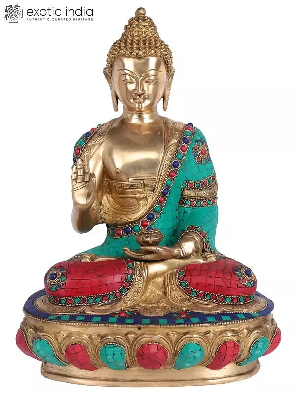 12" Preaching Buddha - Tibetan Buddhist In Brass | Handmade | Made In India