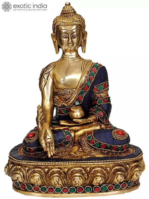 9" Tibetan Buddhist Deity Medicine Buddha In Brass | Handmade | Made In India