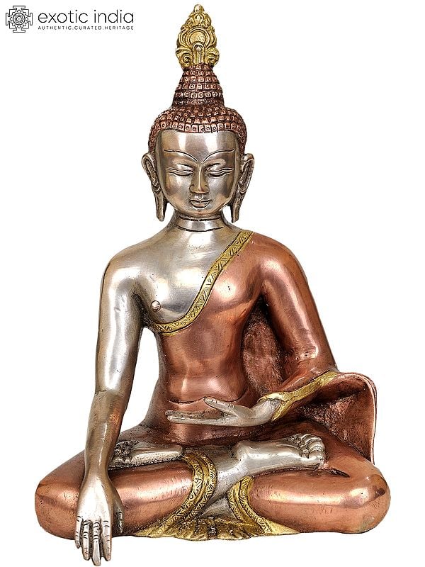 10" Lord Buddha in the Bhumisparsha Mudra In Brass | Handmade | Made In India