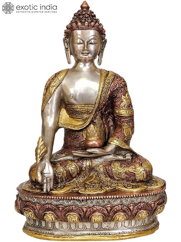 13" Tibetan Buddhist Deity Medicine Buddha In Brass | Handmade | Made In India