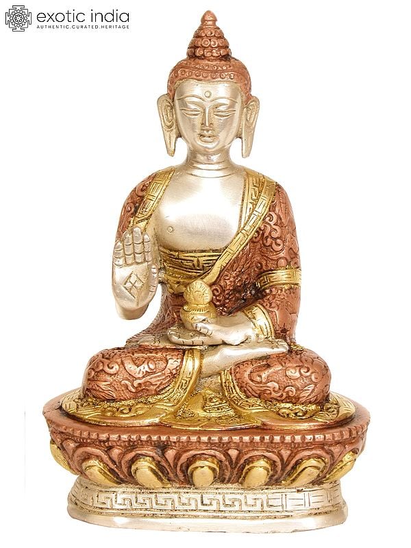 7" Blessing Buddha Brass Statue | Handmade | Made in India