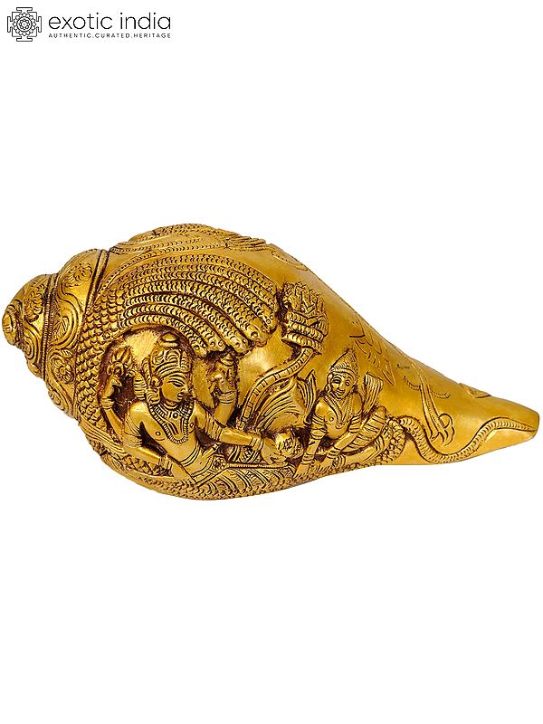 7" Sheshshayi Vishnu Conch Brass Statue | Handmade | Made in India