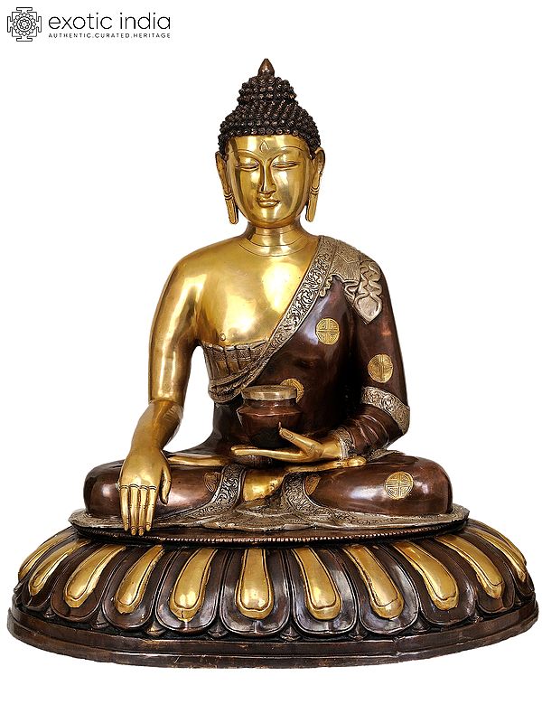 29" Large Size Lord Buddha in the Bhumisparsha Mudra In Brass | Handmade | Made In India