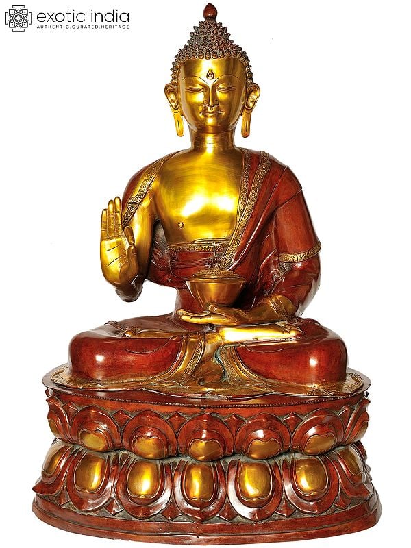 38" Large Size Buddha in Interpretive Posture In Brass | Handmade | Made In India