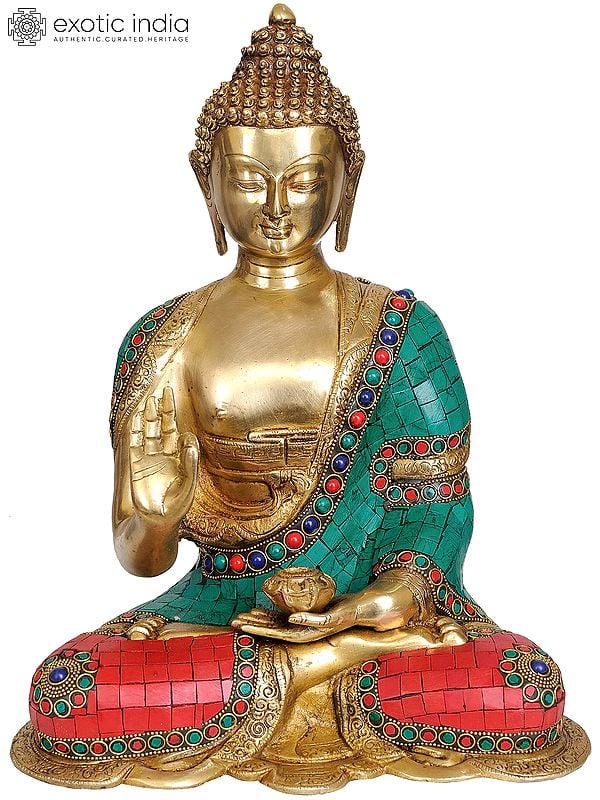 14" Lord Buddha in Vitarka Mudra In Brass | Handmade | Made In India