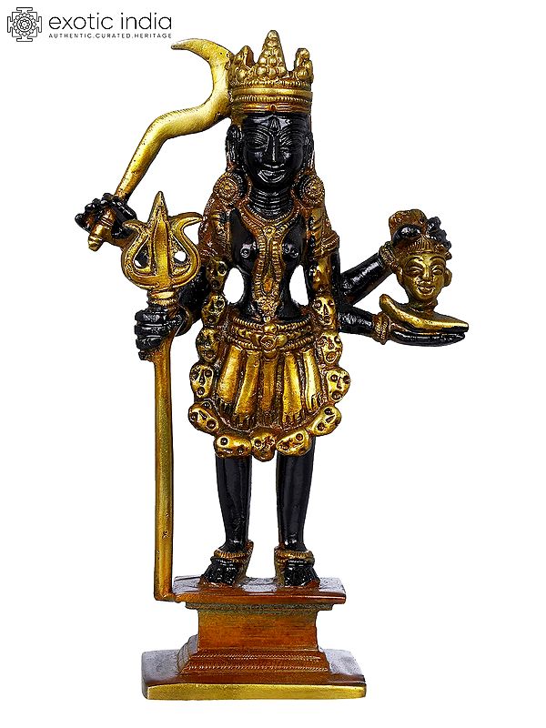 7" Brass Mother Goddess Kali Sculpture (Saviour of Truth) | Handmade | Made in India
