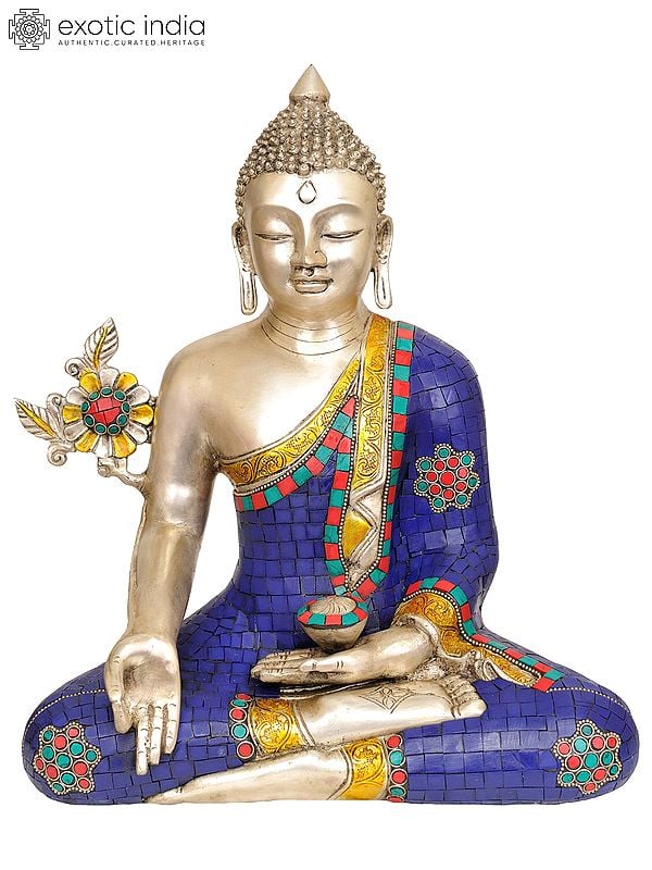 14" Tibetan Buddhist Deity Medicine Buddha In Brass | Handmade | Made In India