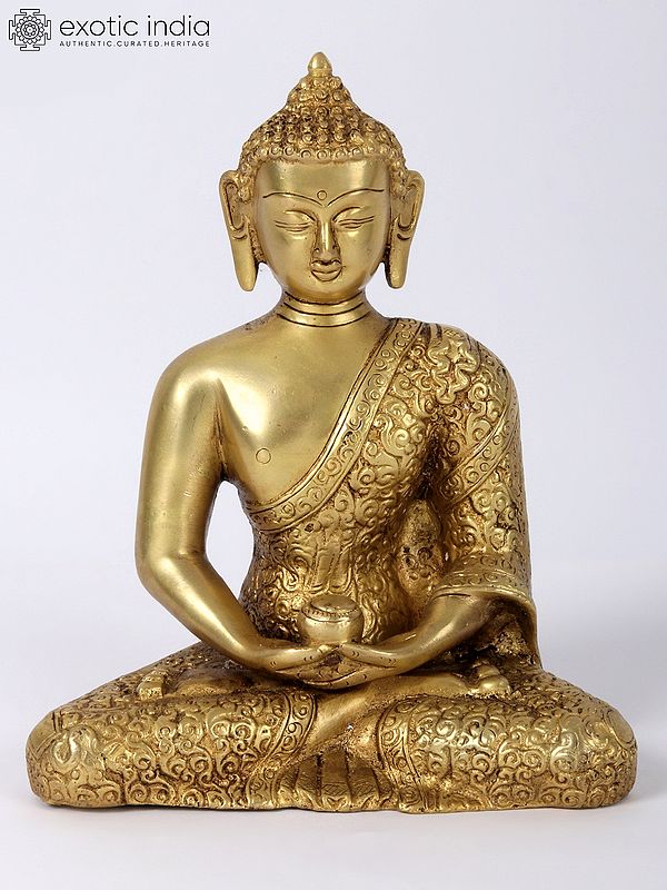 8" Meditating Buddha In Brass | Handmade | Made In India