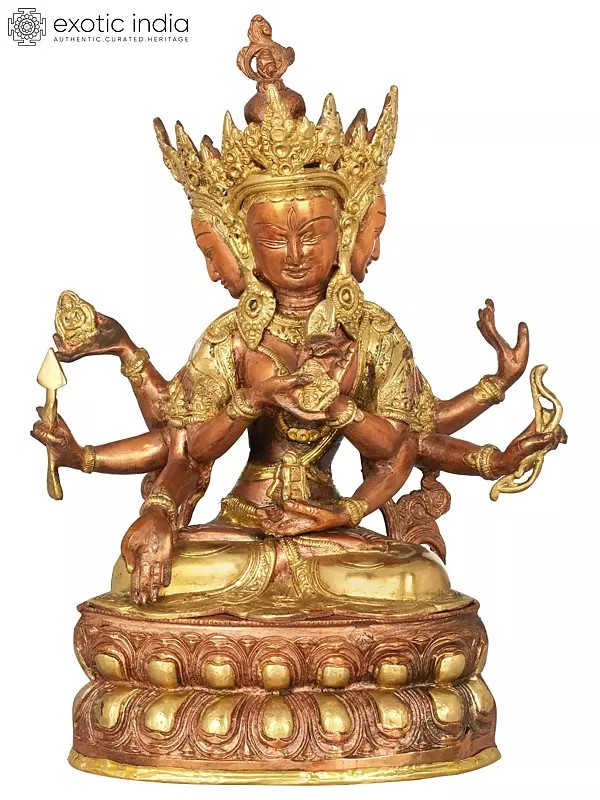 13" Tibetan Buddhist Ushnishavijaya: The Goddess Victorious Over Death In Brass | Handmade | Made In India